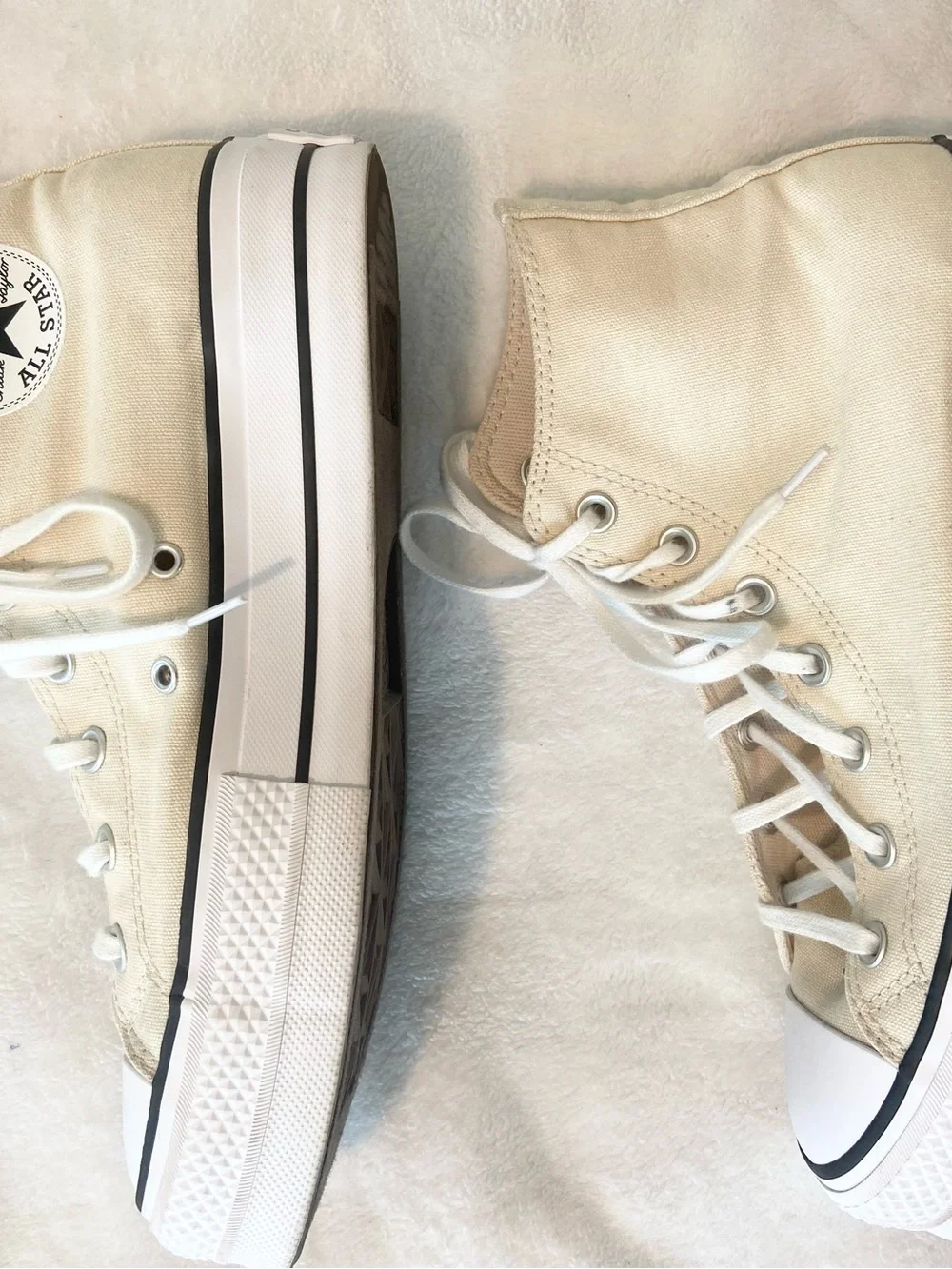 Converse High Top Platform Sneakers Cream